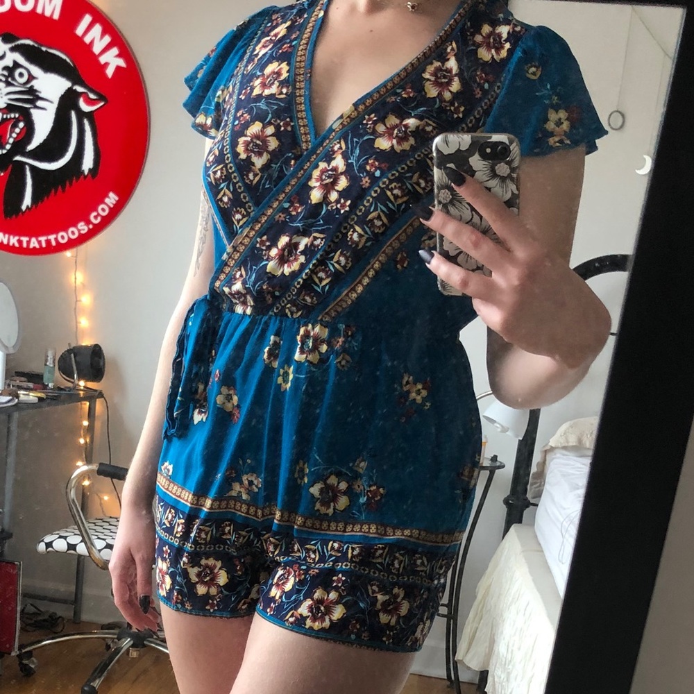 Blue Floral Romper